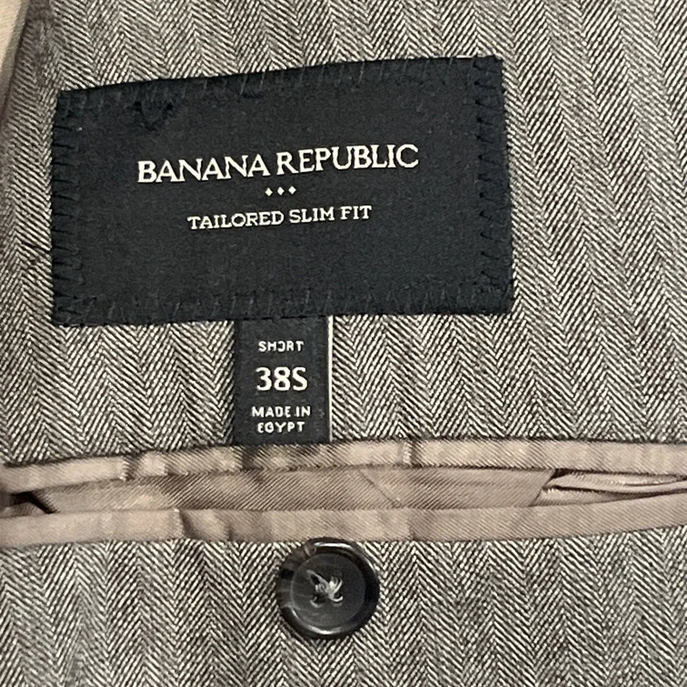 Banana Republic Blazer Mens 38S Gray Tailored Slim Textured Suit Jacket 2 Button